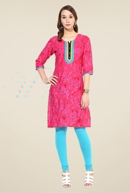 Shree Pink Cotton Printed Kurti Shree Pink Cotton Printed Kurti
