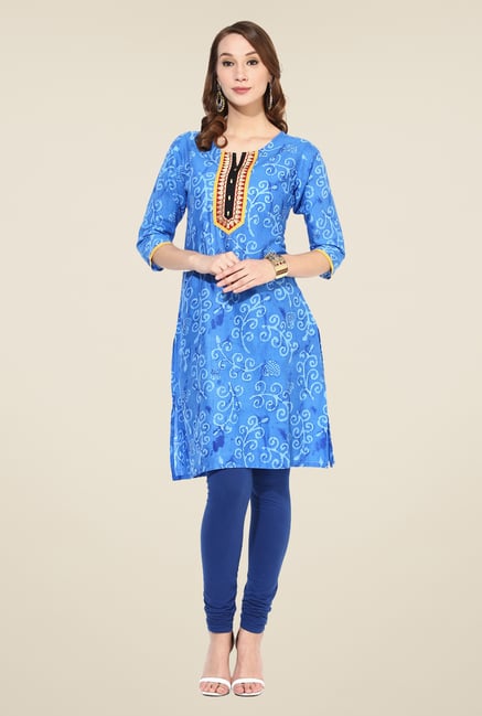 Shree Blue Cotton Printed Kurti Shree Blue Cotton Printed Kurti