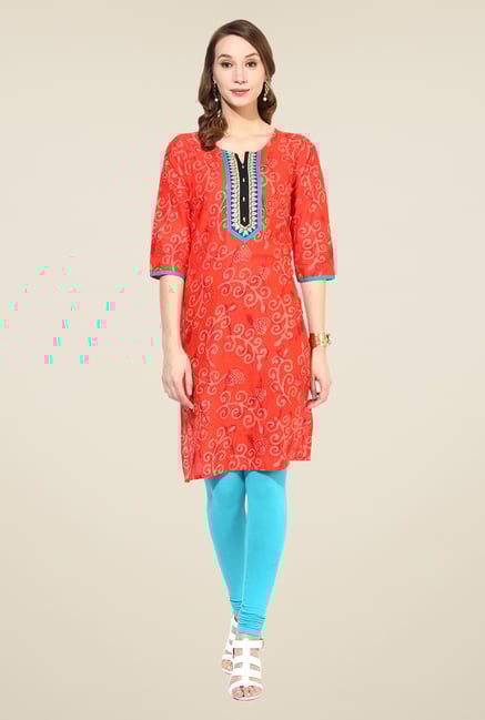 Shree Red Cotton Printed Kurti Shree Red Cotton Printed Kurti
