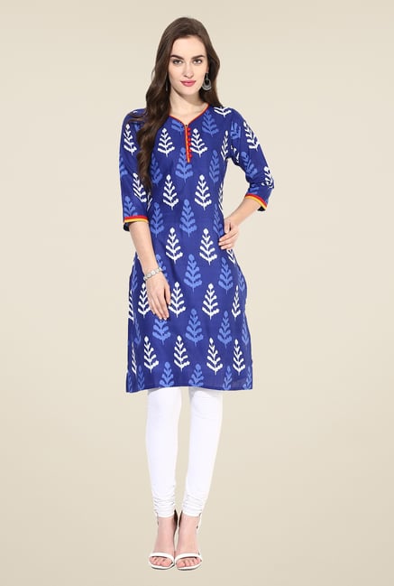 Shree Blue Cotton Printed Kurti Shree Blue Cotton Printed Kurti