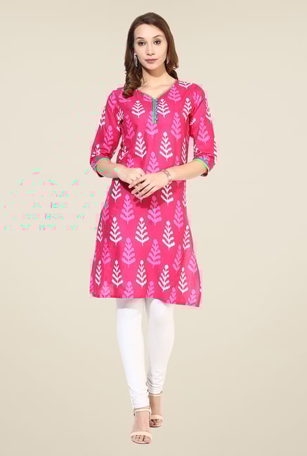 Shree Pink Cotton Printed Kurti Shree Pink Cotton Printed Kurti