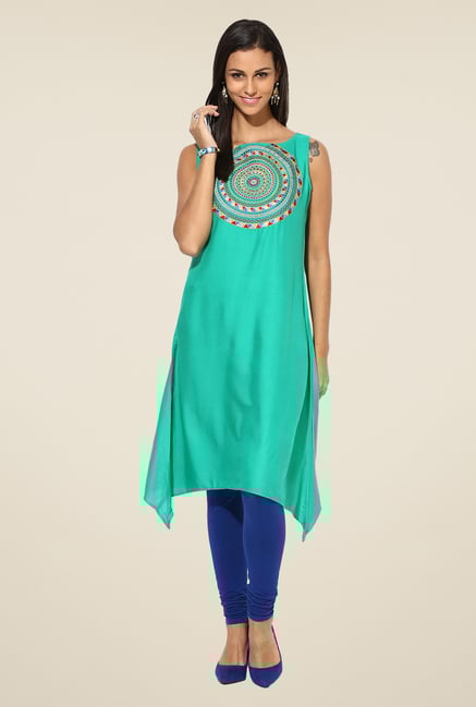Shree Green Rayon Embroidered Kurta Shree Green Rayon Embroidered Kurta