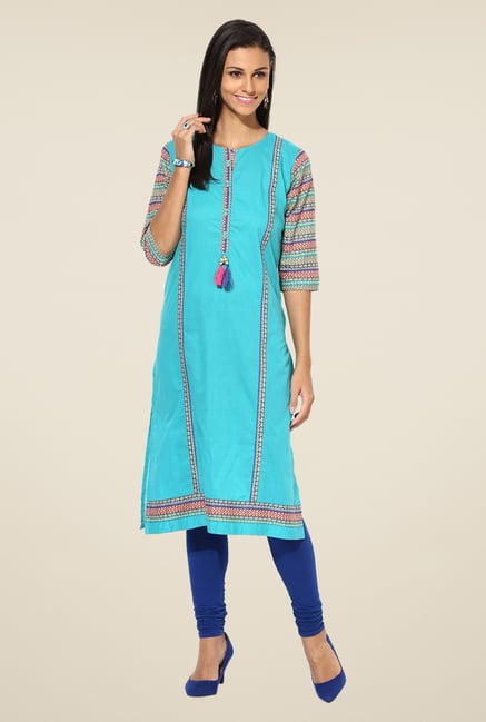 Shree Blue Cotton Solid Kurta Shree Blue Cotton Solid Kurta