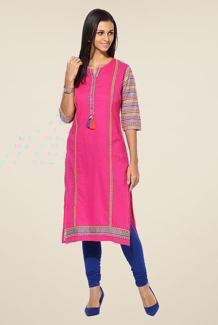 Shree Pink Cotton Solid Kurta Shree Pink Cotton Solid Kurta