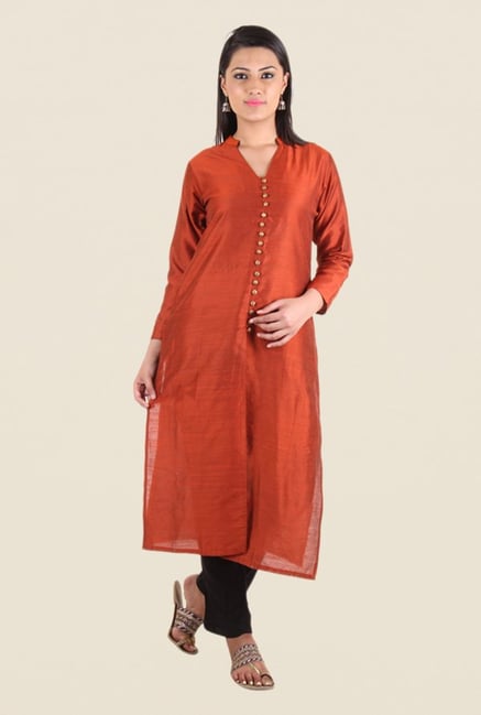 Shree Rust Silk Solid Kurta Shree Rust Silk Solid Kurta