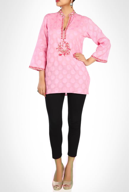 Sulu Designer Wear Pink Self Designed Kurti By Kimaya Sulu Designer Wear Pink Self Designed Kurti By Kimaya