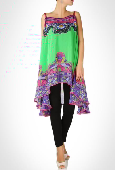 Preeti Kapoor Designer Wear Green Printed Kurti By Kimaya Preeti Kapoor Designer Wear Green Printed Kurti By Kimaya