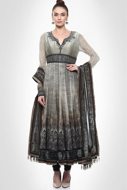 Tarun Tahiliani Designer Wear Grey Anarkali By Kimaya Tarun Tahiliani Designer Wear Grey Anarkali By Kimaya