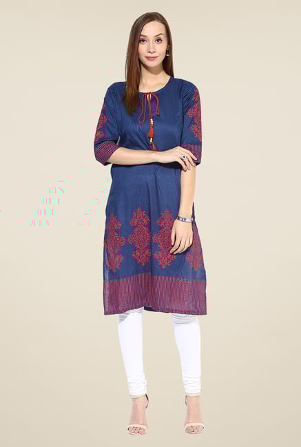 Shree Blue Cotton Printed Kurta Shree Blue Cotton Printed Kurta