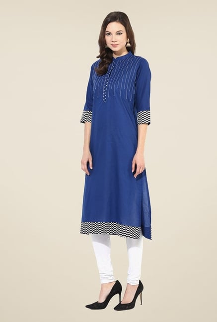 Shree Blue Cotton Printed Kurta Shree Blue Cotton Printed Kurta