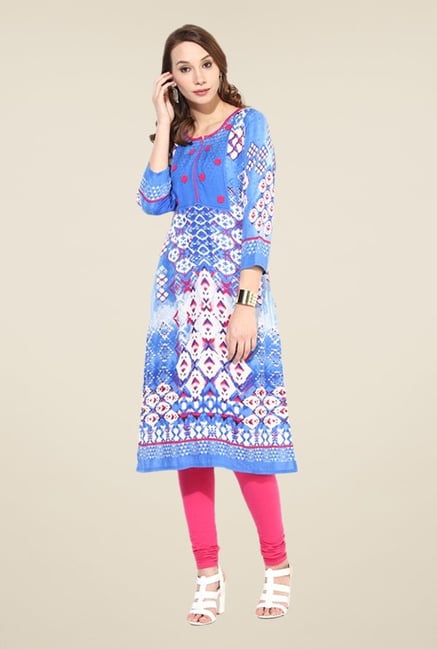 Shree Blue Rayon Embroidered Kurta Shree Blue Rayon Embroidered Kurta