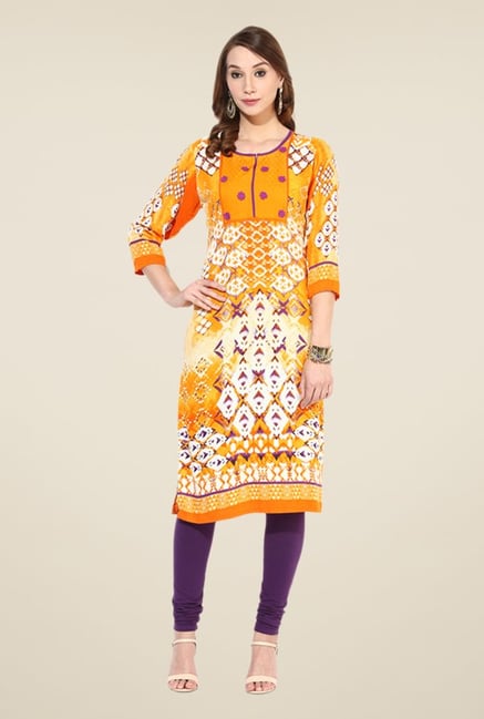 Shree Mustard Rayon Embroidered Kurta Shree Mustard Rayon Embroidered Kurta