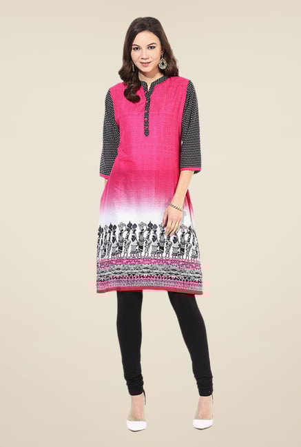 Shree Pink Cotton Tribal Printed Kurti Shree Pink Cotton Tribal Printed Kurti