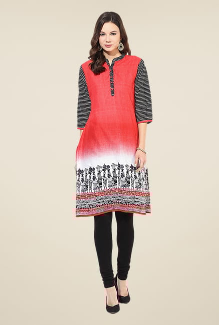 Shree Red Cotton Tribal Printed Kurti Shree Red Cotton Tribal Printed Kurti