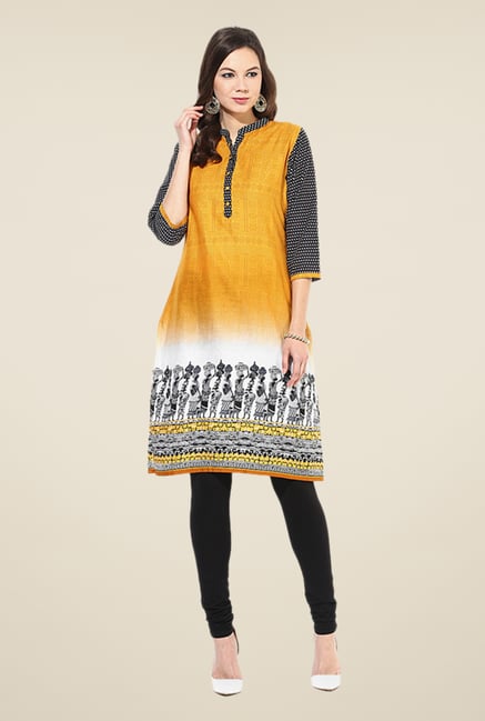 Shree Mustard Cotton Tribal Printed Kurti Shree Mustard Cotton Tribal Printed Kurti