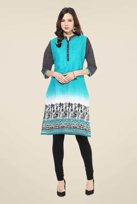 Shree Turquoise Cotton Tribal Printed Kurti Shree Turquoise Cotton Tribal Printed Kurti
