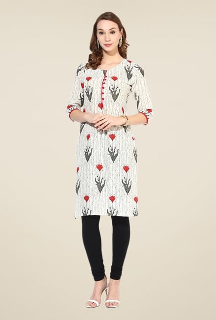 Shree Beige Cotton Floral Print Kurta Shree Beige Cotton Floral Print Kurta