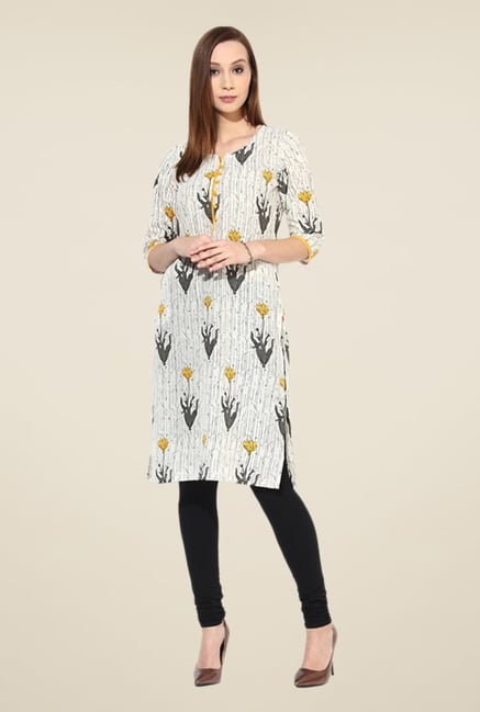 Shree Beige Cotton Floral Print Kurta Shree Beige Cotton Floral Print Kurta