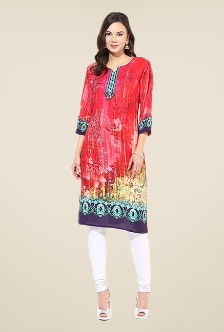 Shree Red Rayon Printed Kurta Shree Red Rayon Printed Kurta