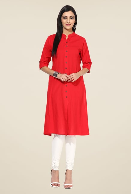 Shree Red Linen Solid Kurta Shree Red Linen Solid Kurta