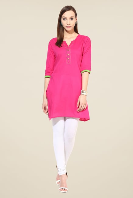 Shree Pink Cotton Solid Kurti Shree Pink Cotton Solid Kurti