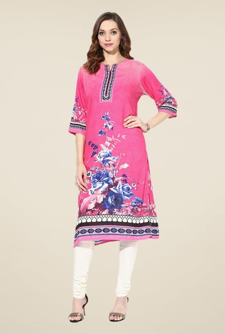 Shree Pink Rayon Floral Print Kurta Shree Pink Rayon Floral Print Kurta