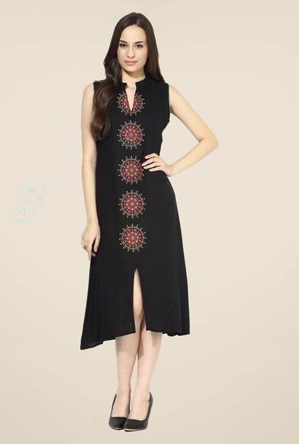 Shree Black Rayon Embroidered Kurta Shree Black Rayon Embroidered Kurta