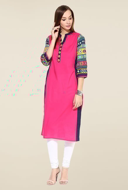 Shree Pink Cotton Solid Kurta Shree Pink Cotton Solid Kurta