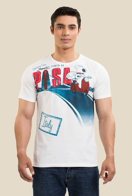 Family Guy The Leaning Tower Of Pisa White Graphic T-shirt Family Guy The Leaning Tower Of Pisa White Graphic T-shirt