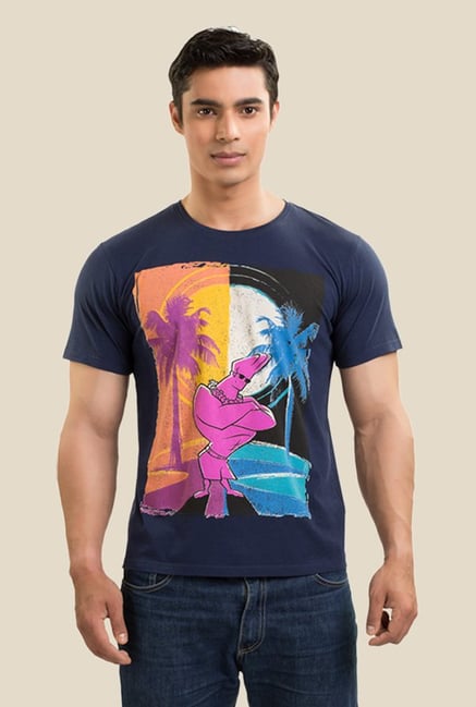 Johnny Bravo Day & Night Navy Graphic T-shirt Johnny Bravo Day & Night Navy Graphic T-shirt