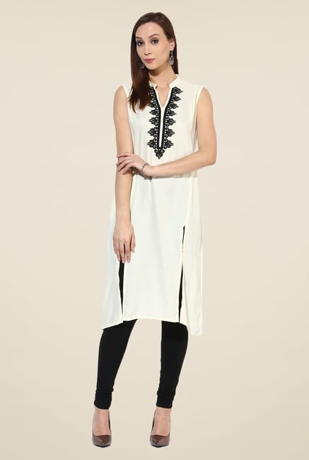 Shree White Rayon Embroidered Kurta Shree White Rayon Embroidered Kurta