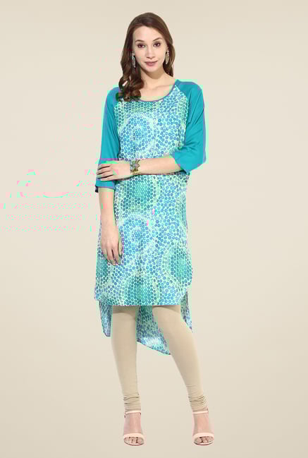 Shree Turquoise Rayon Printed Kurta Shree Turquoise Rayon Printed Kurta