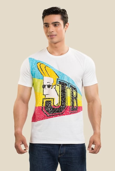 Johnny Bravo White Graphic T-shirt Johnny Bravo White Graphic T-shirt
