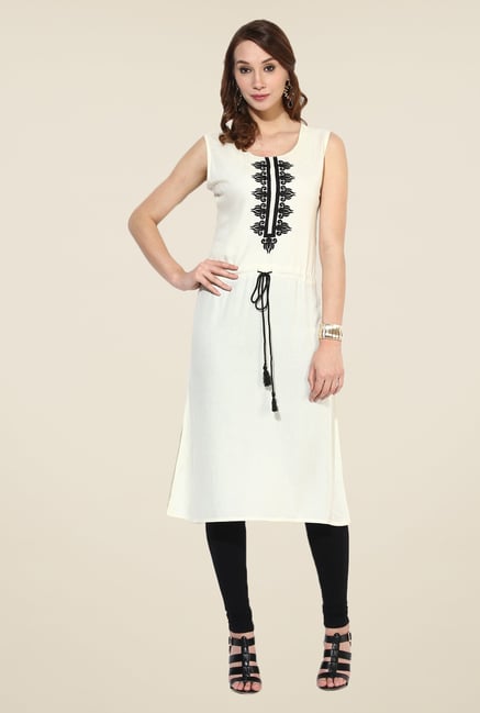 Shree White Rayon Embroidered Kurta Shree White Rayon Embroidered Kurta
