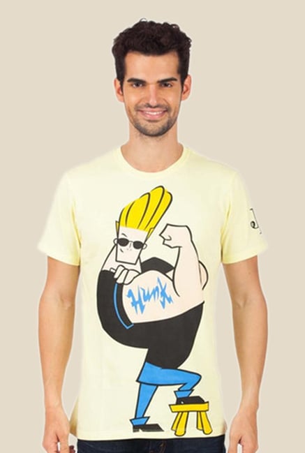 Johnny Bravo The Hunk Yellow Graphic T-shirt Johnny Bravo The Hunk Yellow Graphic T-shirt