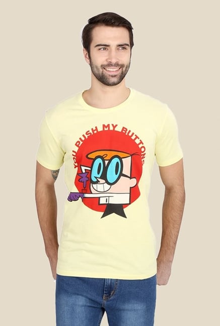 Dexter You Push My Buttons Yellow Graphic T-shirt Dexter You Push My Buttons Yellow Graphic T-shirt