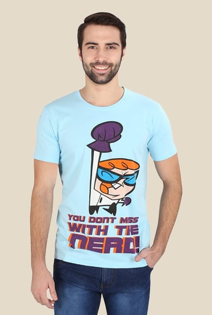 Dexter Don'T Mess With The Nerd Light Blue Graphic T-shirt Dexter Don'T Mess With The Nerd Light Blue Graphic T-shirt