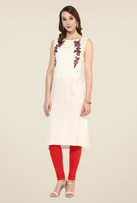 Shree White Rayon Embroidered Kurta Shree White Rayon Embroidered Kurta