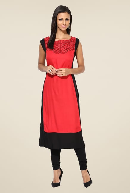 Shree Coral Rayon Embroidered Kurta Shree Coral Rayon Embroidered Kurta