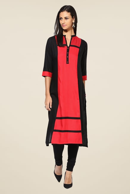 Shree Red Rayon Solid Kurta Shree Red Rayon Solid Kurta