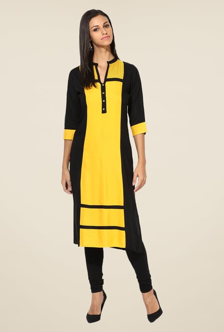 Shree Yellow Rayon Solid Kurta Shree Yellow Rayon Solid Kurta