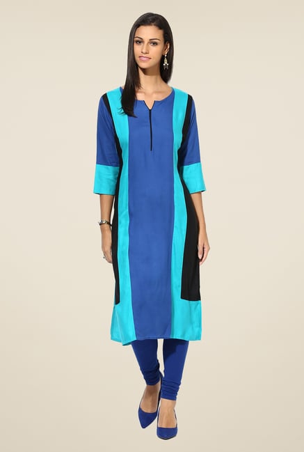 Shree Blue Rayon Solid Kurta Shree Blue Rayon Solid Kurta