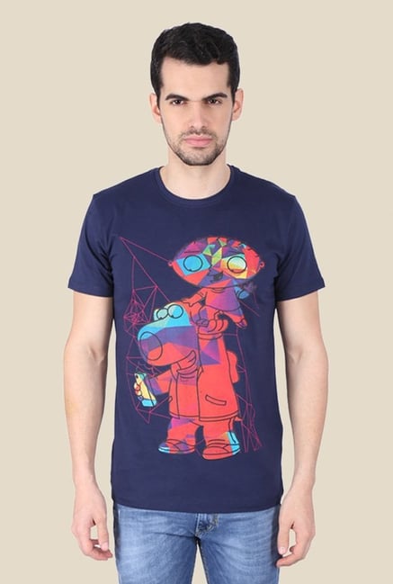 Family Guy Stewie & Brian Technicolored Navy Graphic T-shirt Family Guy Stewie & Brian Technicolored Navy Graphic T-shirt