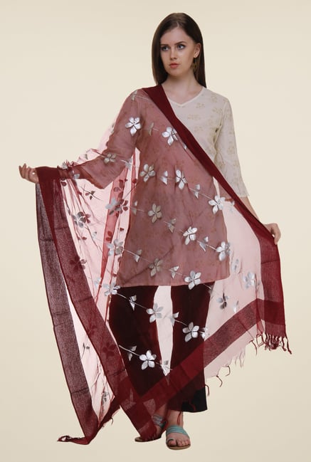 Shree Maroon Polyester Dupatta Shree Maroon Polyester Dupatta