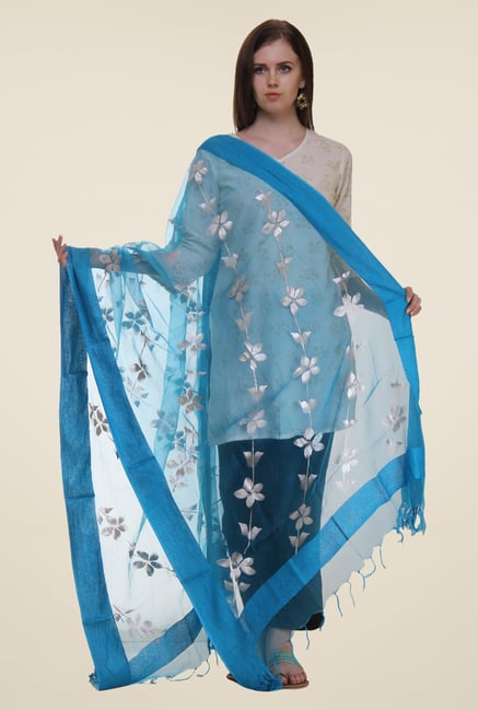 Shree Turquoise Polyester Dupatta Shree Turquoise Polyester Dupatta