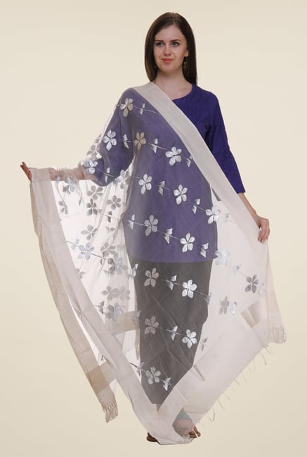 Shree Off White Polyester Dupatta Shree Off White Polyester Dupatta