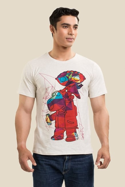 Family Guy Stewie & Brian Cream Graphic T-shirt Family Guy Stewie & Brian Cream Graphic T-shirt