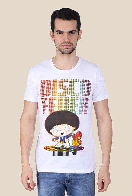 Family Guy Stewie At The Club White Graphic T-shirt Family Guy Stewie At The Club White Graphic T-shirt