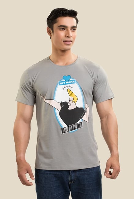 Johnny Bravo The Mama Boy Dark Grey Graphic T-shirt Johnny Bravo The Mama Boy Dark Grey Graphic T-shirt