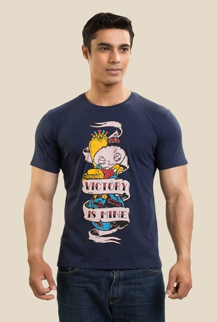 Family Guy Stewie The Victorious Navy Graphic T-shirt Family Guy Stewie The Victorious Navy Graphic T-shirt